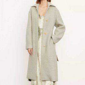 Vince Belted Wool Coat Sage Green Size Small